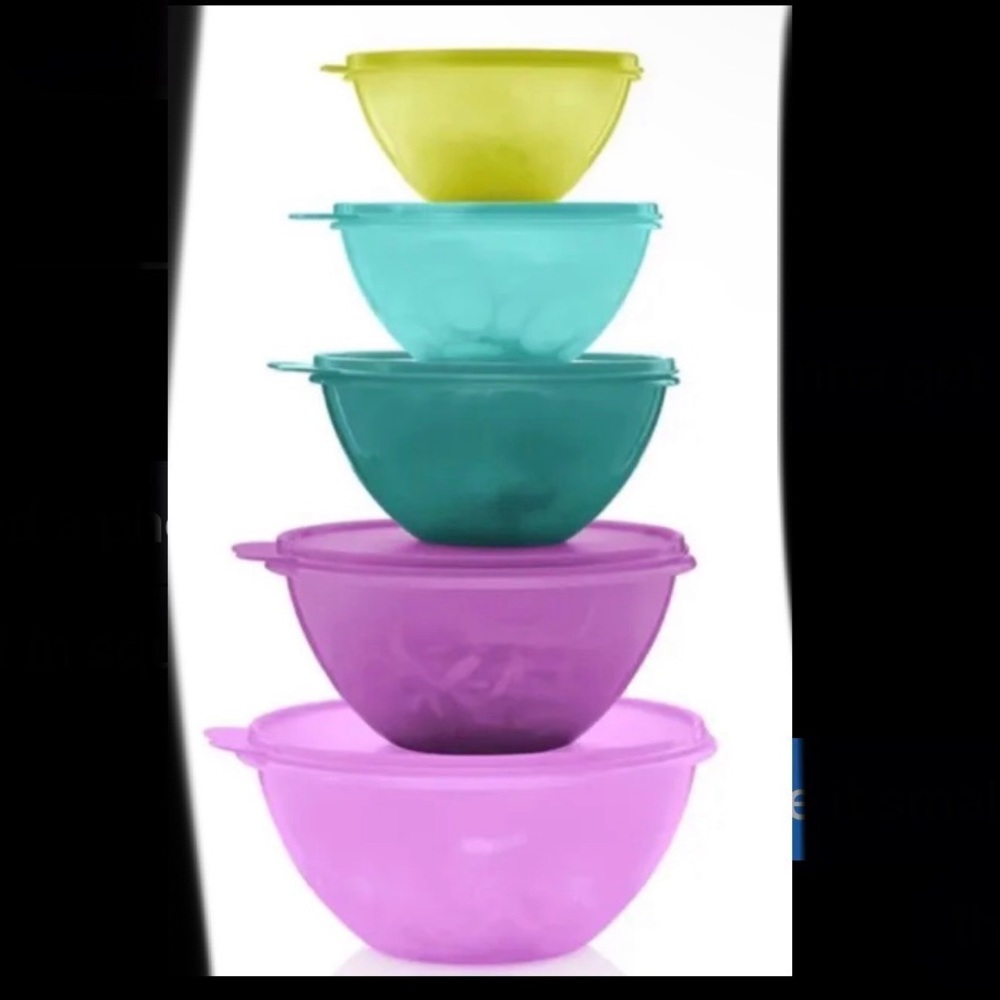 Tupperware 5 piece wonderlier bowl set. Brand new in plastic!